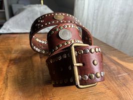 Ledergürtel aus Marokko mit Nieten & Münzen