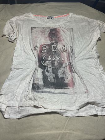 T-shirt Grace bianca stampa strass taglia M