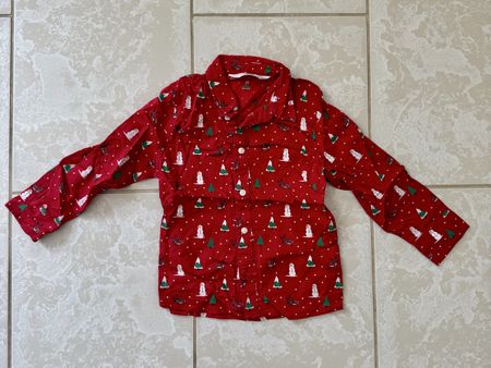 Kids H&M Christmas Shirt Print Size 4Y Red