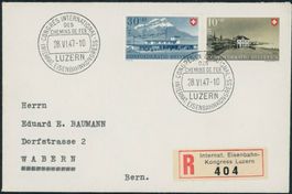 1947 - Pro Patria - Brief - BFr - Sonderstempel - Bahn