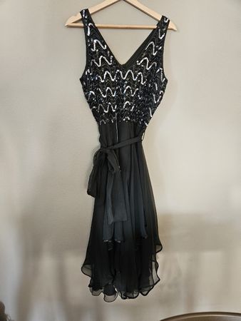 Schwarzes Paillettenkleid Vera Mont Gr. 36 Vintage