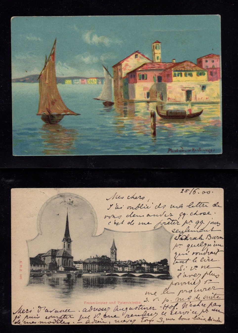 Alle Briefmarken: R1746  /  4 cartes postales illustrées écrites /type chiffre – Gebraucht aus Ste-Croix von MONT-TAGNAC 1