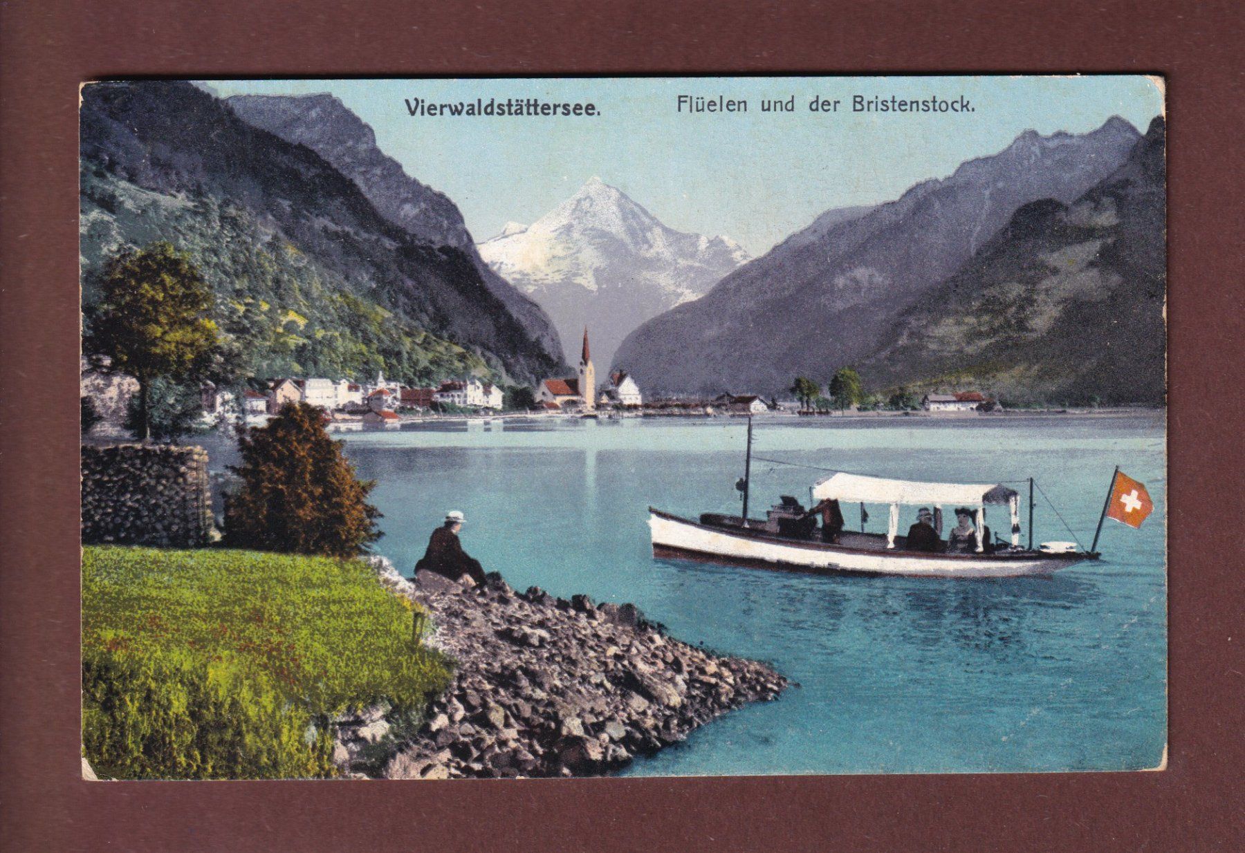Cartoline postali: FLÜELEN - Bristenstock - Boot – Usato da Pully venduto da nicecards-shop