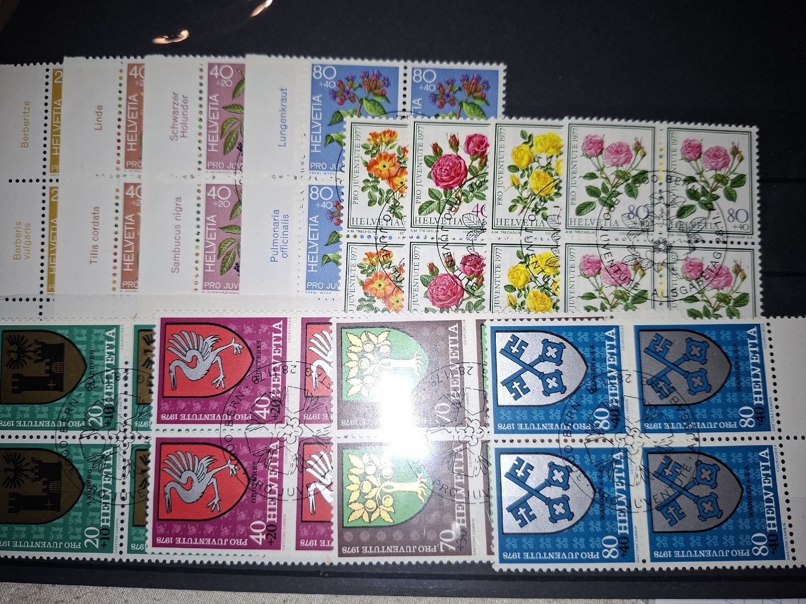 Tutti i francobolli: Pro Juventute 4er Blocks ET 1973 - 1982 – Usato da Balgach venduto da SIMEON27 3