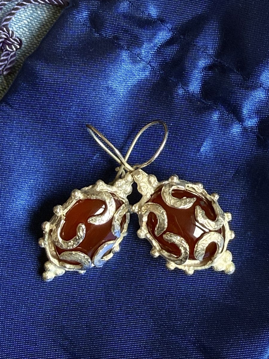 Orecchini pendenti & Orecchini a lobo: Vintage Sterling Silver Carnelian Dangle Earrings – Nuovo (secondo la descrizione) da Zürich venduto da DEGU