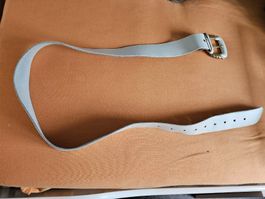 Damen Gürtel weiss m. gold-u. silberfarbener Schnalle 105 cm
