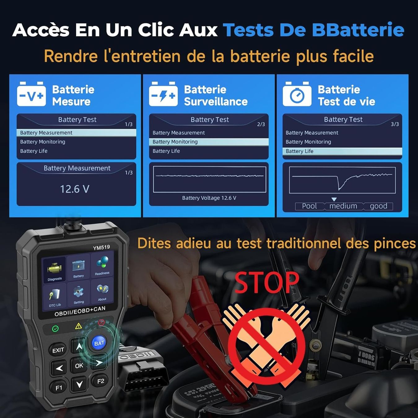 Messen: OBD2 Scanner Auto Diagnosegerät mit Batterietester – Neu und originalverpackt aus Genève von Lotus-18 9