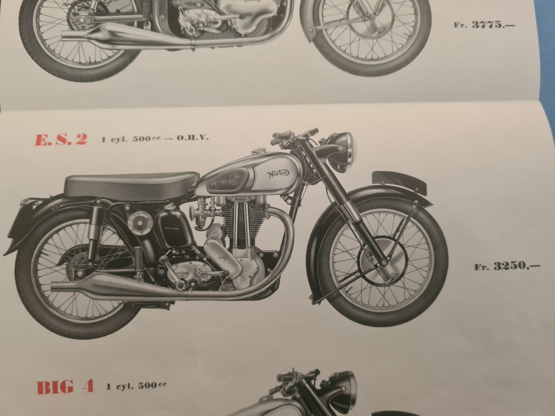 Norton Documenti: NORTON MOTORCYCLE 1954 SCHWEIZ PROSPEKT – Usato da Bellevue venduto da BURGOLMANIA 4