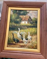 Ölgemälde Gänse Gans Parada Bauernhof