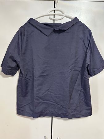 Damenbluse dunkelblau Kurzarm Kragen