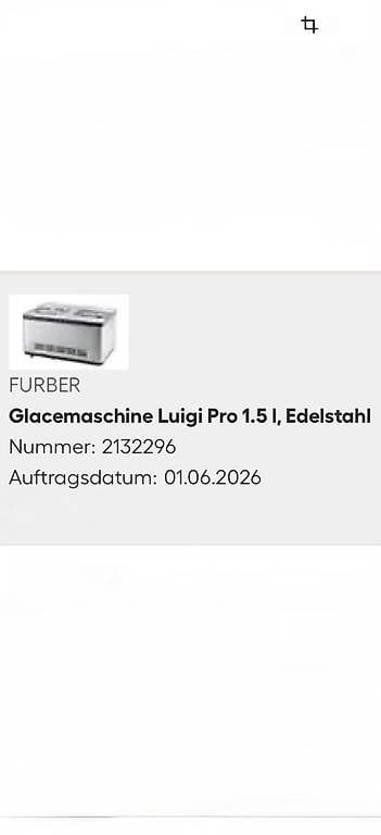 Appareils de cuisine: FURBER Eismaschine  neuwertig – D'occasion à Zug par pre_pws9 1