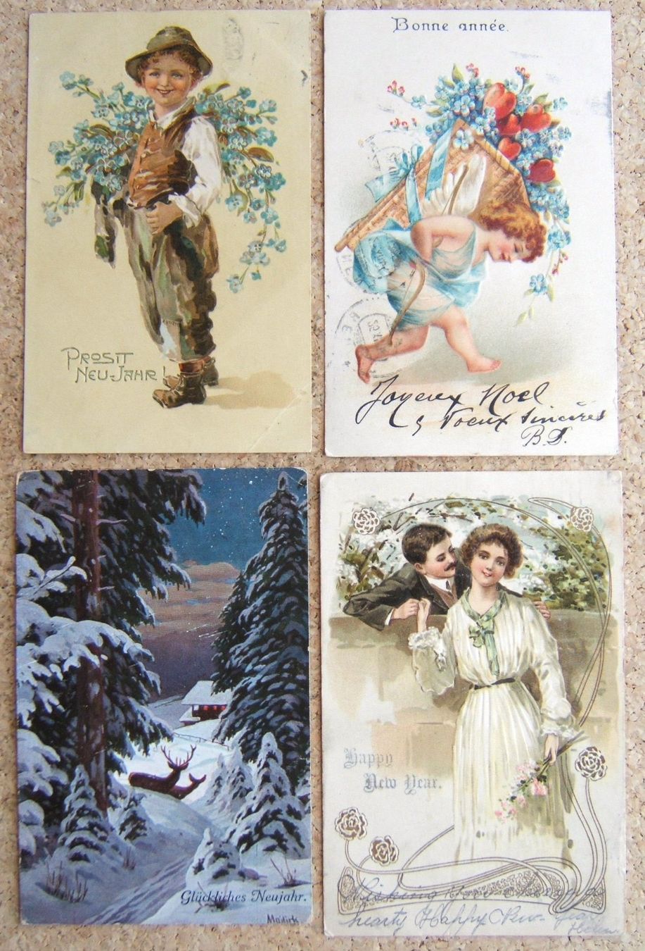 Cartoline postali: 7 AK BONNE ANNÉE / NEUJAHR – Usato da Brunnen venduto da Nonne04 2
