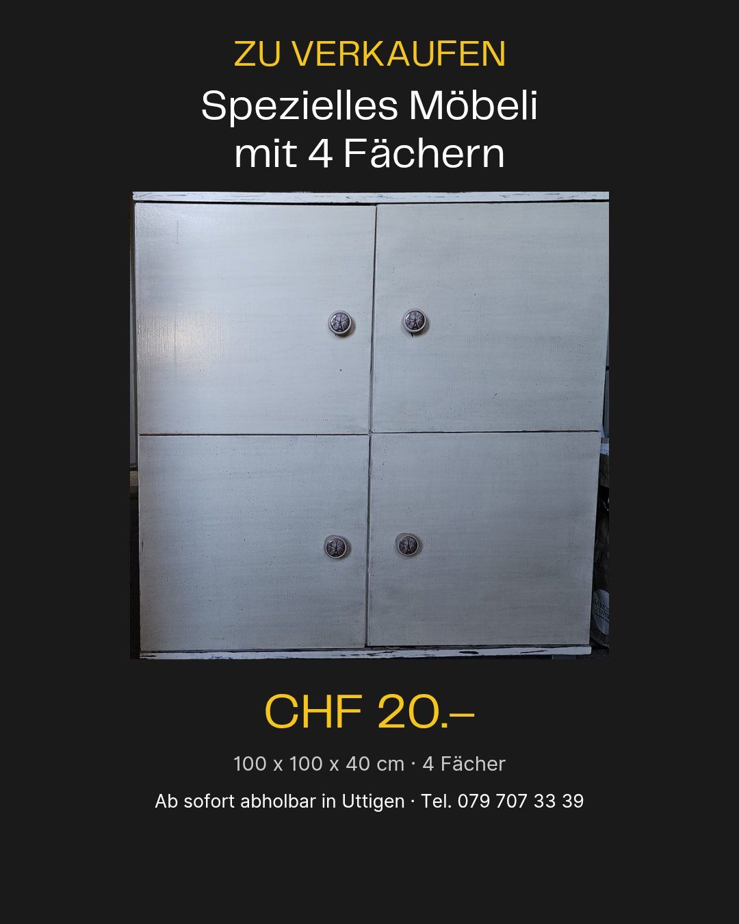 Regale: Möbeli mit 4 Fächern 100x100x40 cm CHF 20 – Gebraucht aus Uttigen von pia_pv5x