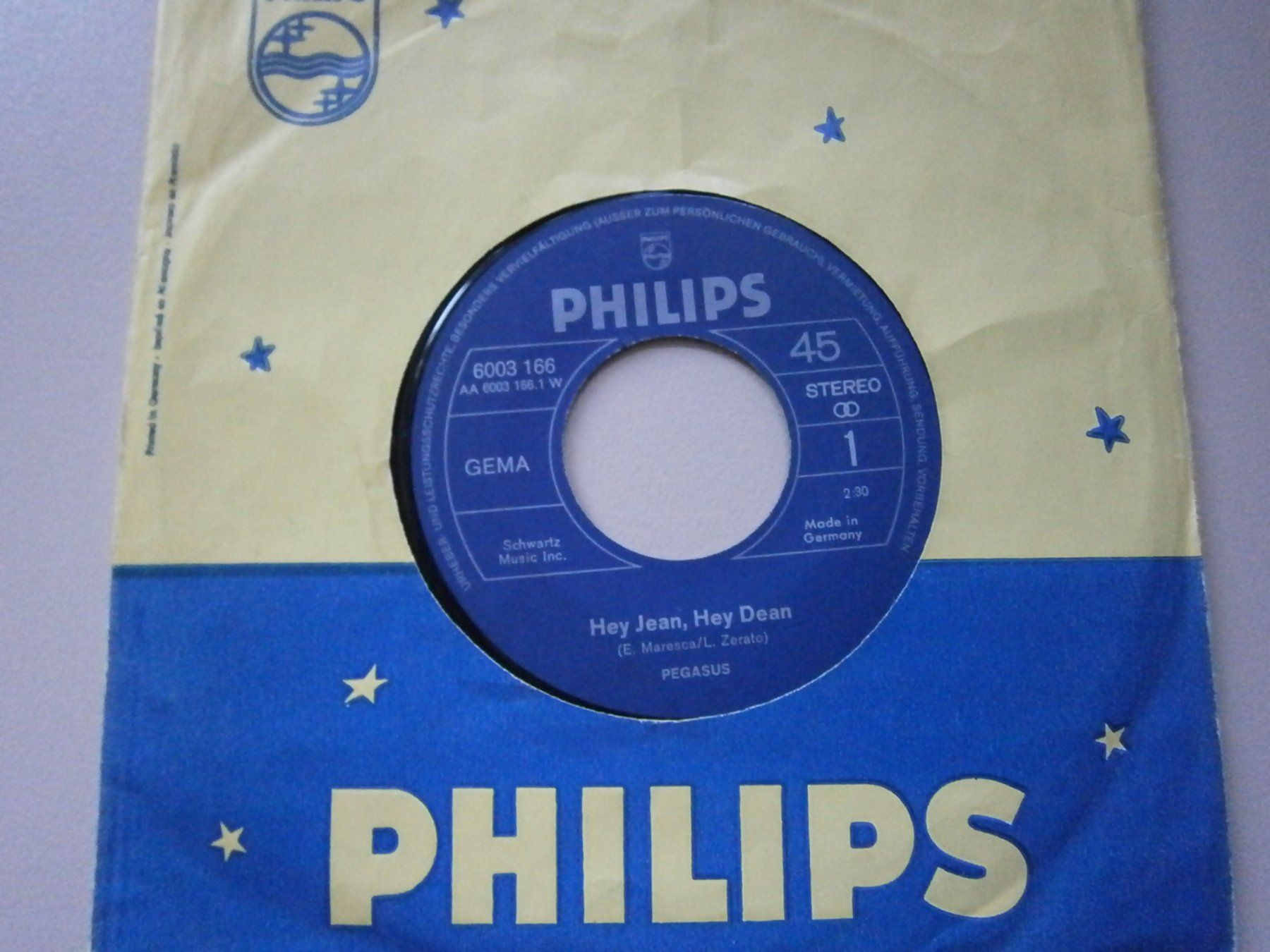 Dischi in vinile: Vinyl-Single Pegasus - Hey Jean, Hey Dean – Usato da Langenthal venduto da Modo39