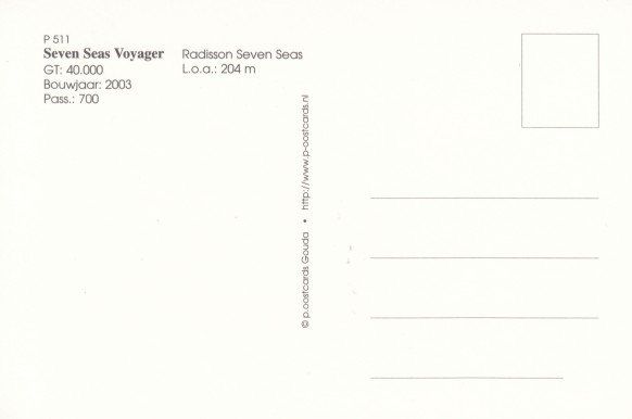 Cartoline postali: Seven Seas Voyager, Radisson Seven Seas – Usato da Zuerich venduto da OceanLinerPostcards 1