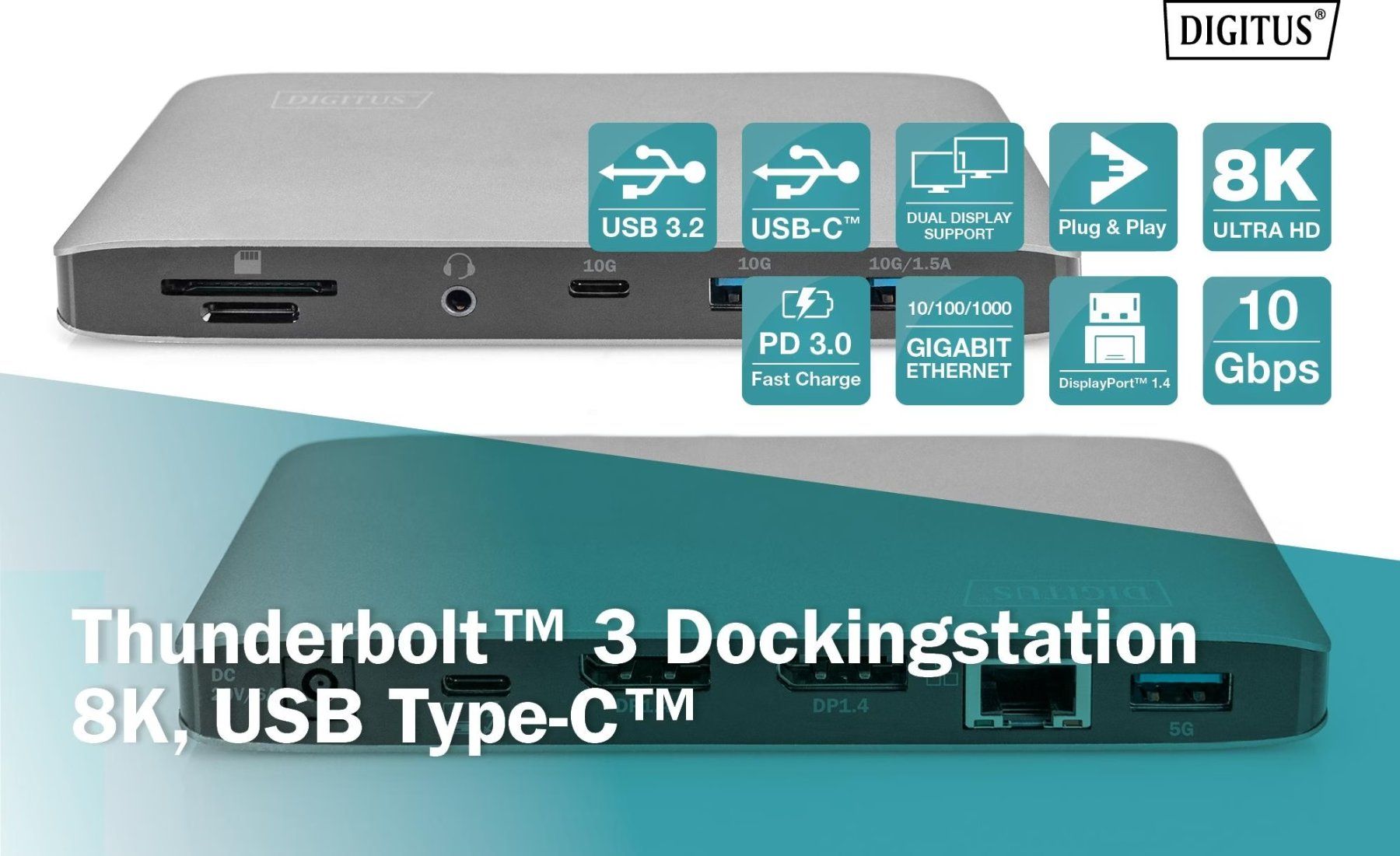 Docking station: Digitus Thunderbolt 3 Dockingstation 8K USB-C ohne Kabel – Usato da Hergiswil NW venduto da Mark997 1