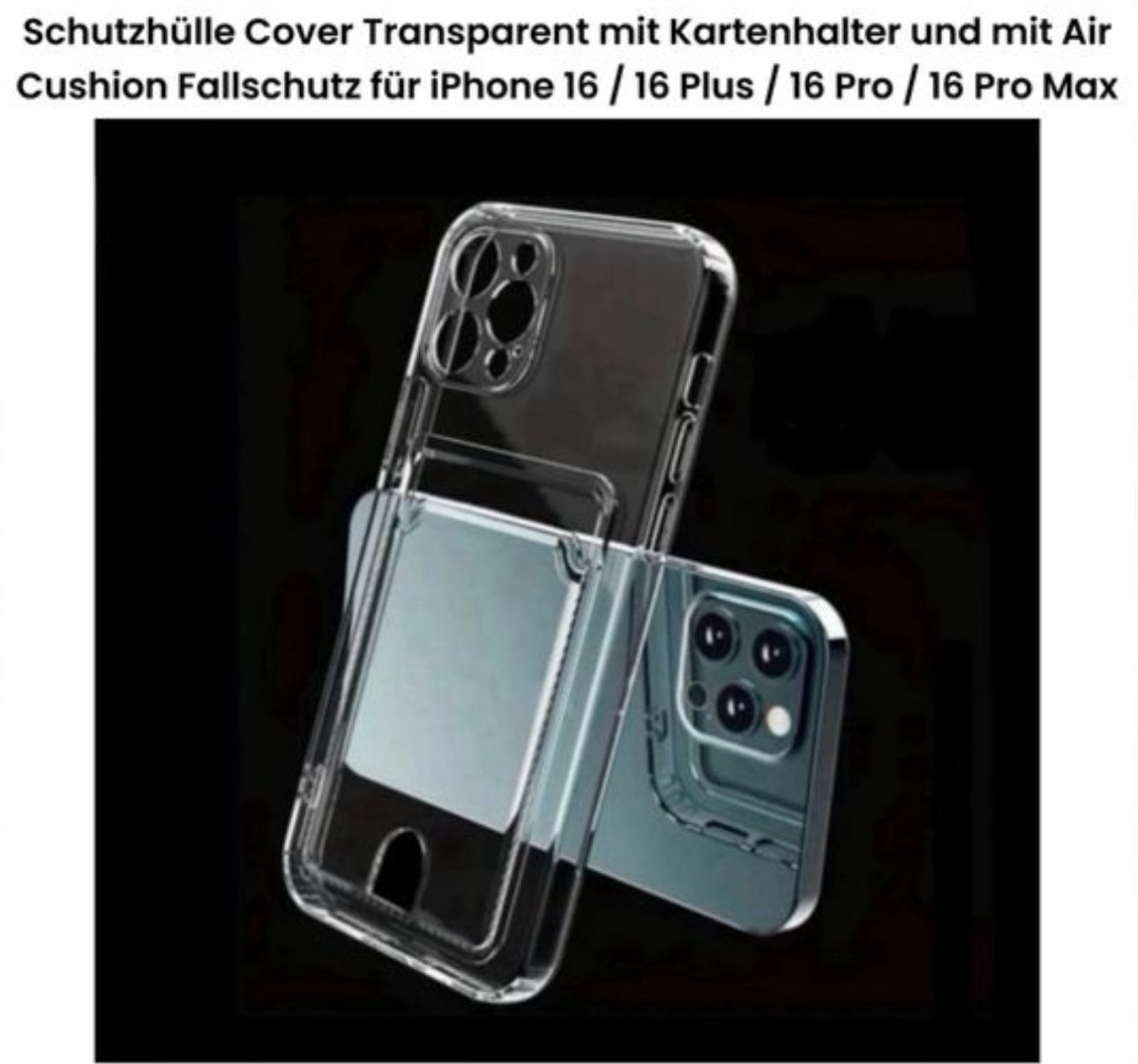 Cover & Protezioni schermo: iPhone 16 Pro Max Schutzhülle mit Kartenhalter Fallschutz – Nuovo (secondo la descrizione) da Basel venduto da MY.AIRPODS.SHOP
