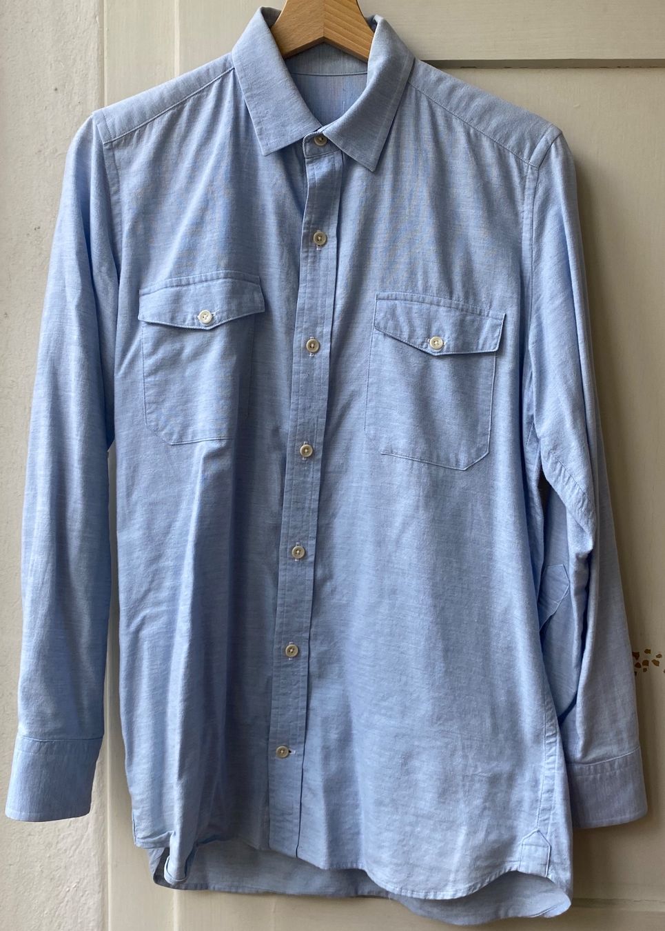 Camicie: 100% Cotton Hemd, hellblau, handgeschneidert – Usato da Basel venduto da Ostschweiz06