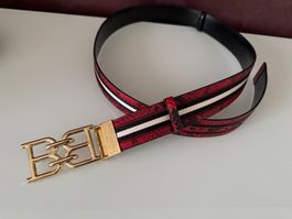 Bally Herren doppelseitiger B Kette rot Gürtel 42/125 It