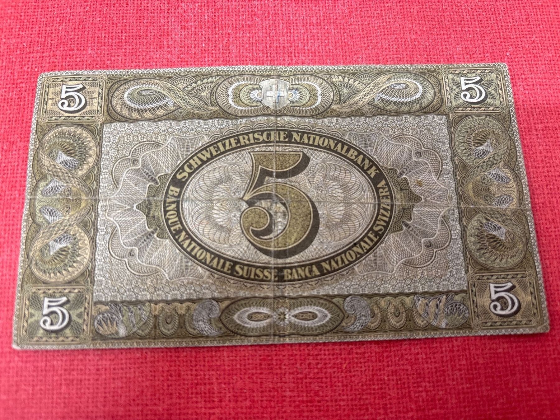Banconote: 5 Franken Banknote 1951 gebraucht – Usato da Ormalingen venduto da digital09 1