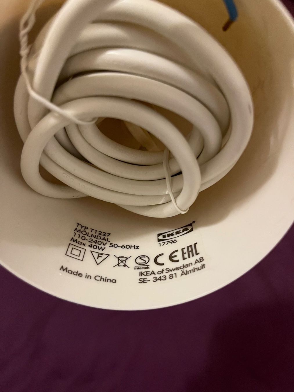 Ikea Kronleuchter & Deckenlampen: IKEA Hängeleuchte Typ T1227 weiss E14 – Gebraucht aus Luzern von san.meier 2
