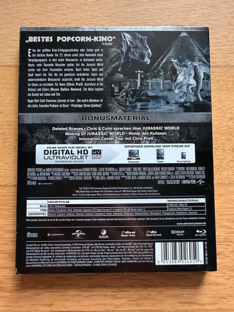 Tutti i DVDs: Jurassic World (2015) Blu-ray mit Pappschuber – Usato da Kölliken venduto da nerdorado 1
