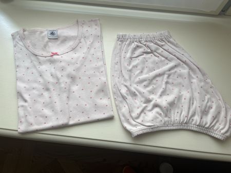 Pink cotton petit bateau short sleeved pajama