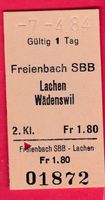 KARTON BILLETT, FREIENBACH - WÄDENSWIL, 2.KLASSE, EINFACH