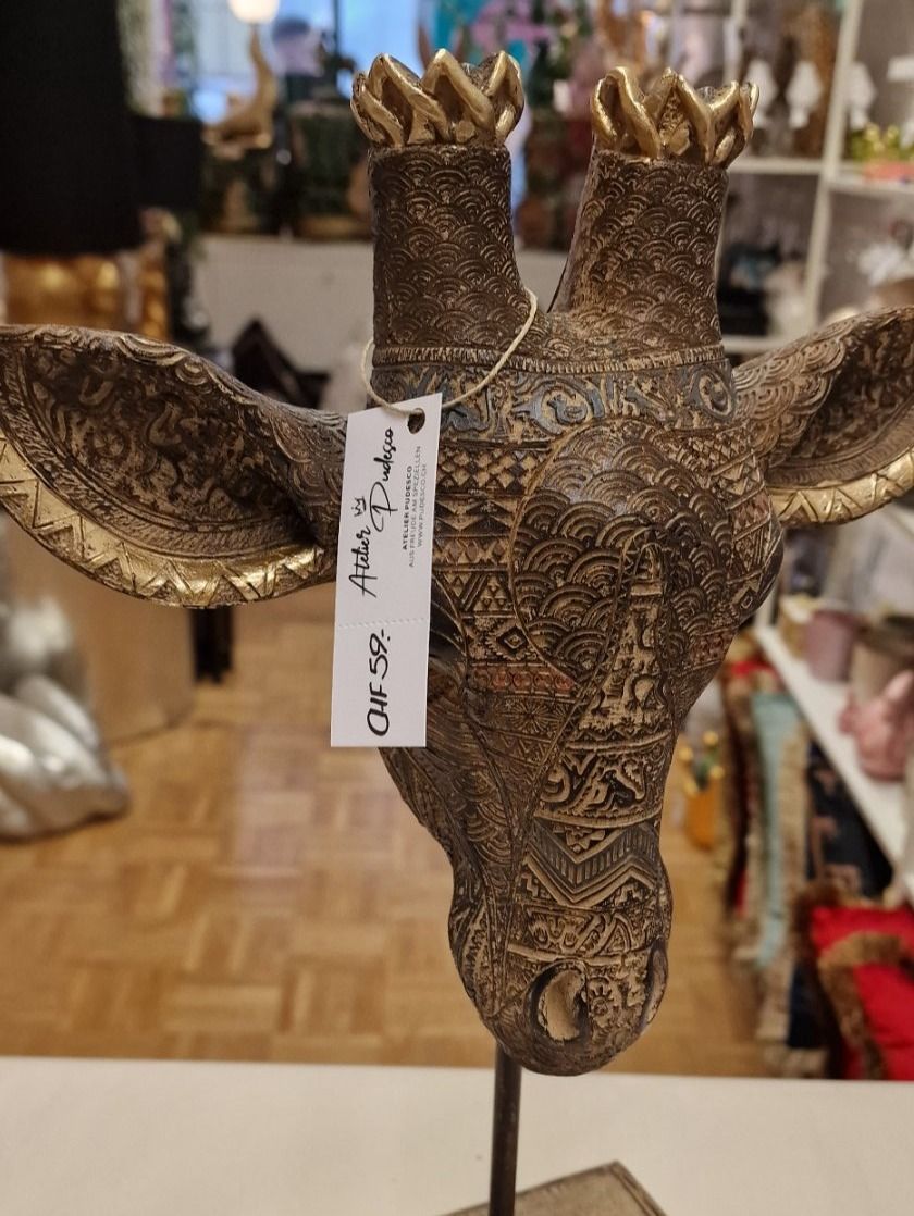 Statuette: Büste Giraffe – Nuovo e nell'imballaggio originale da Schaffhausen venduto da AtelierPudesco 1
