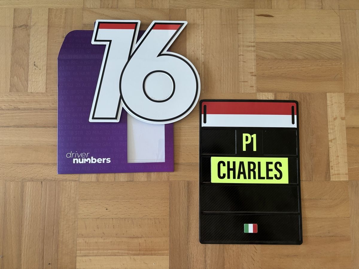 Tutte le decorazioni: Ferrari Charles Leclerc Bundle | P1 Schild + Driver Nr. 16 – Nuovo (secondo la descrizione) da Zug venduto da its_k265