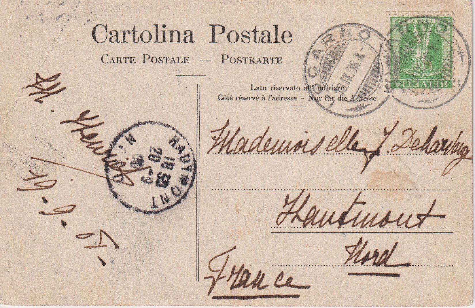 Cartoline postali: AK Coglio - Ferrovia Valle Maggia - Veduta generale 1908 – Usato da Riva San Vitale venduto da MAR-NAPO 1