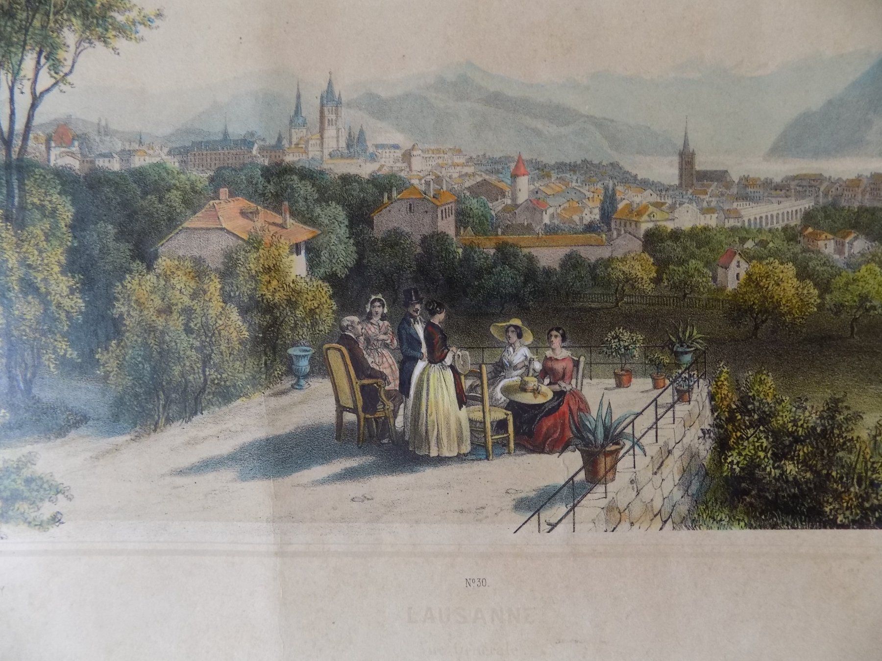 Incisioni: Lausanne vue Generale Lithographie – Usato da Risch venduto da Antikfee 1