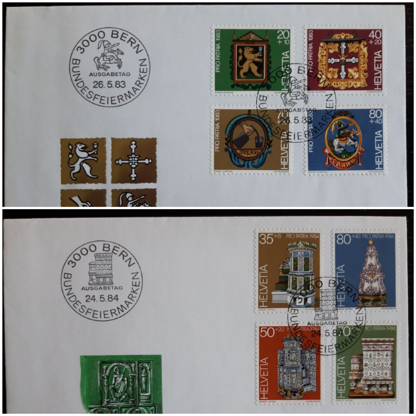 Alle Briefmarken: Pro Patria Ersttagbriefe 1983/4 – Gebraucht aus Buus von papillon098