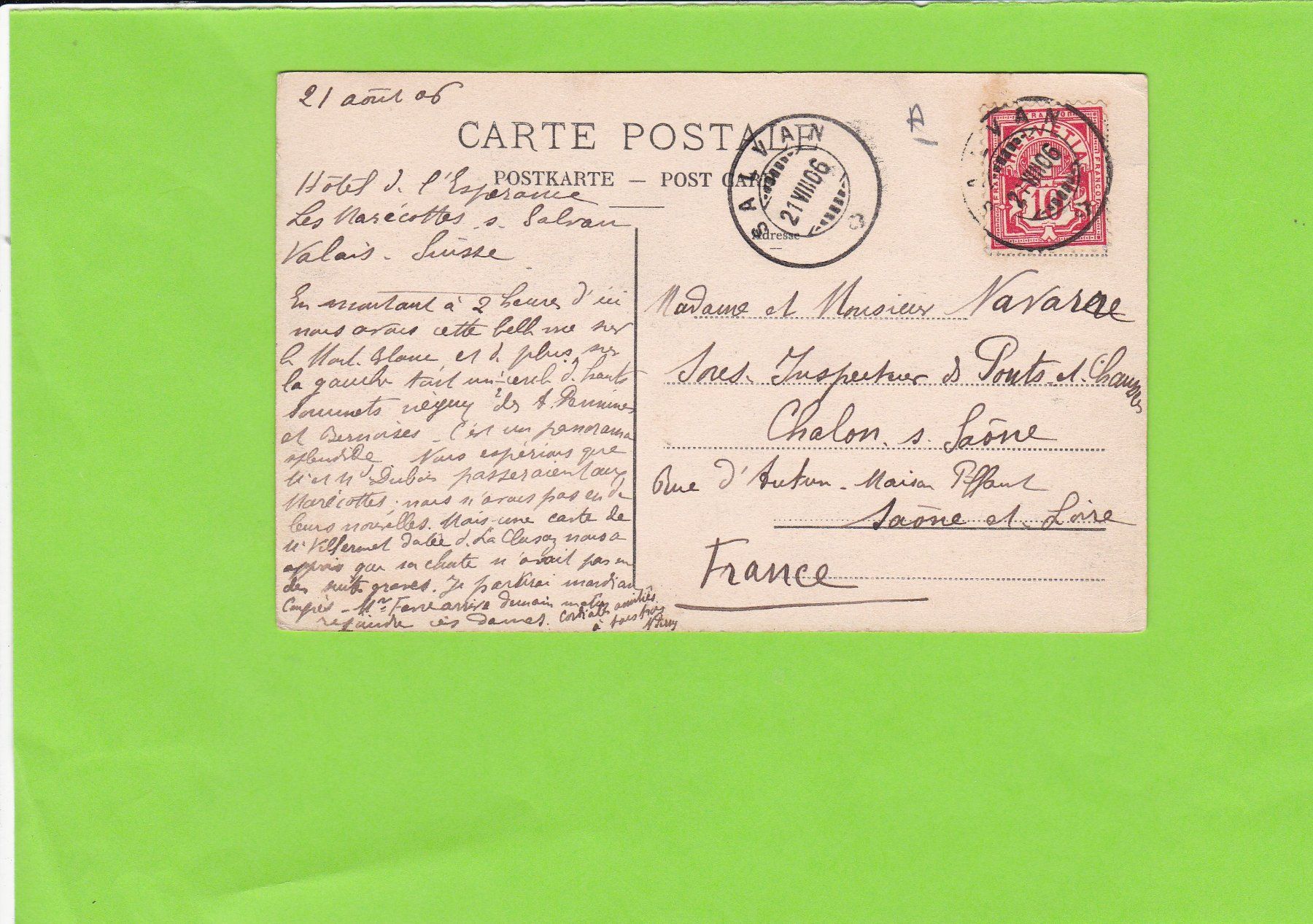 Cartoline postali: Le Mont Blanc--1906 ab Salvan – Usato da St. Peterzell venduto da neckertal 1