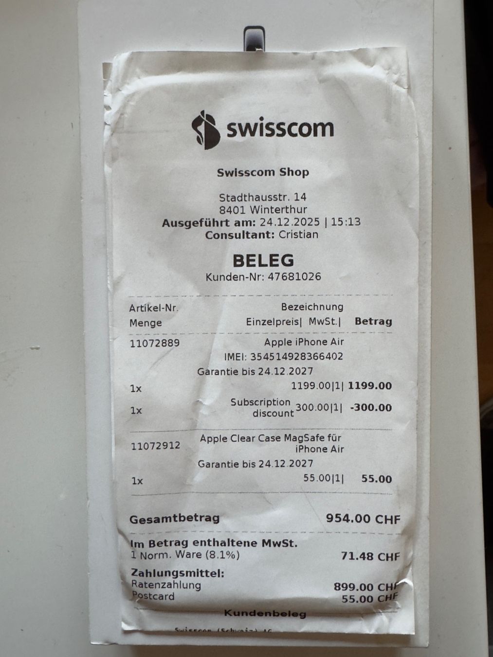 Apple Telefoni cellulari / Smartphones: iPhone Air 512 GB 1 Tag alt – Nuovo e nell'imballaggio originale da Château-d'Oex venduto da granierifotodesign 3
