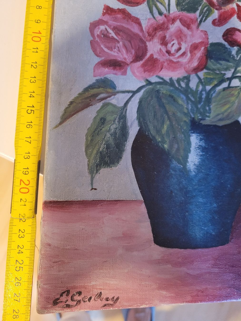 Dipinti: Tableau  'Roses' ,  huile sur toile – Usato da Bernex venduto da Dariafr 5