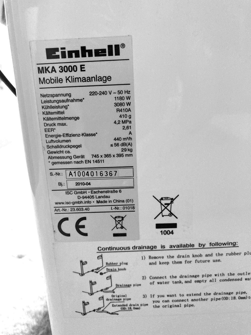 Climatiseurs: Einhell MKA 3000 E - mobile Klimaanlage - mega! – D'occasion à Volketswil par Aphro99 3