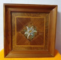antikes Holz Bild "Edelweiss"