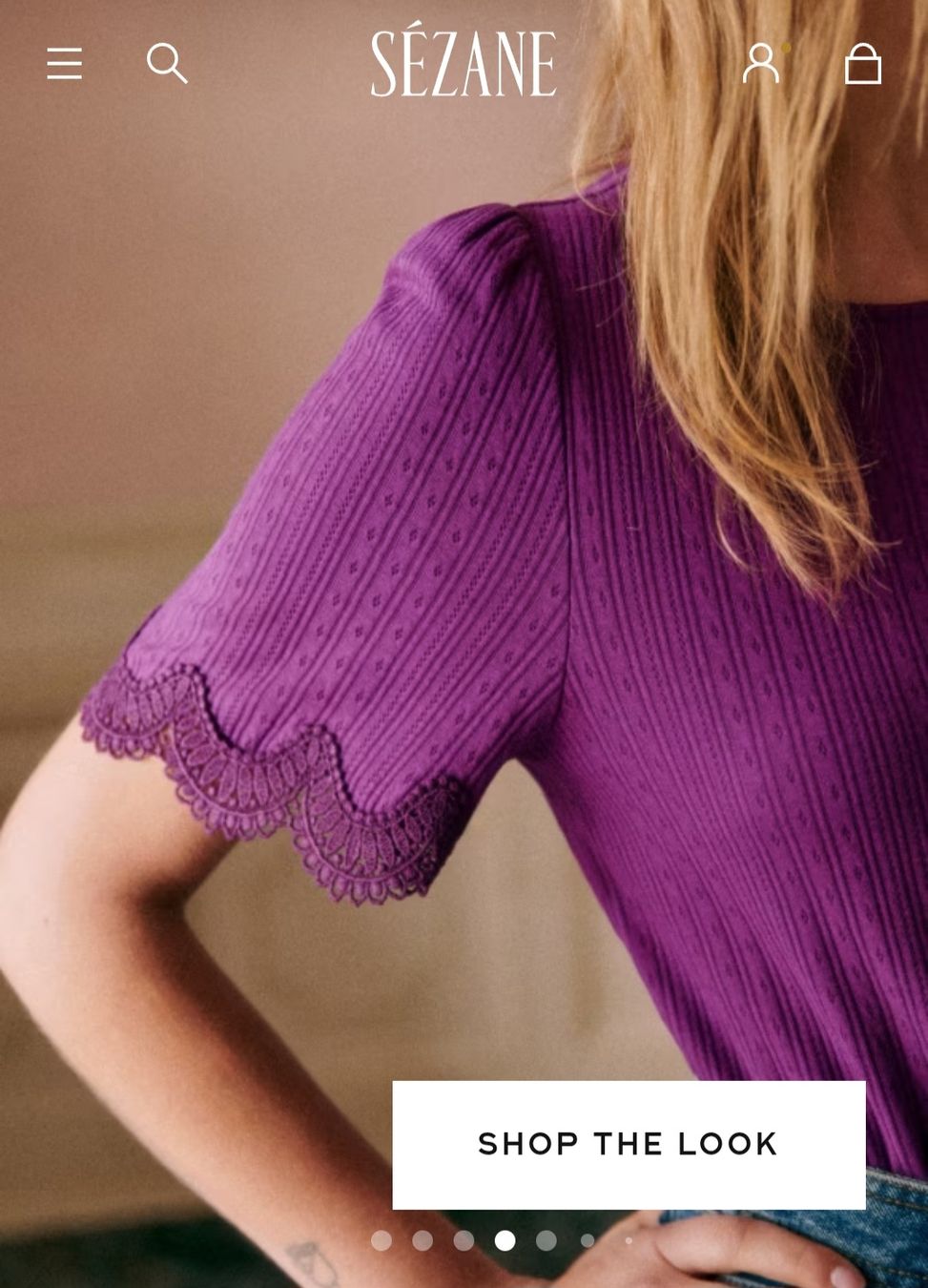 Sezane T-shirt: Sezane Shirt "Cléa" Violett Gr. M – Usato da Basel venduto da 056rm 3