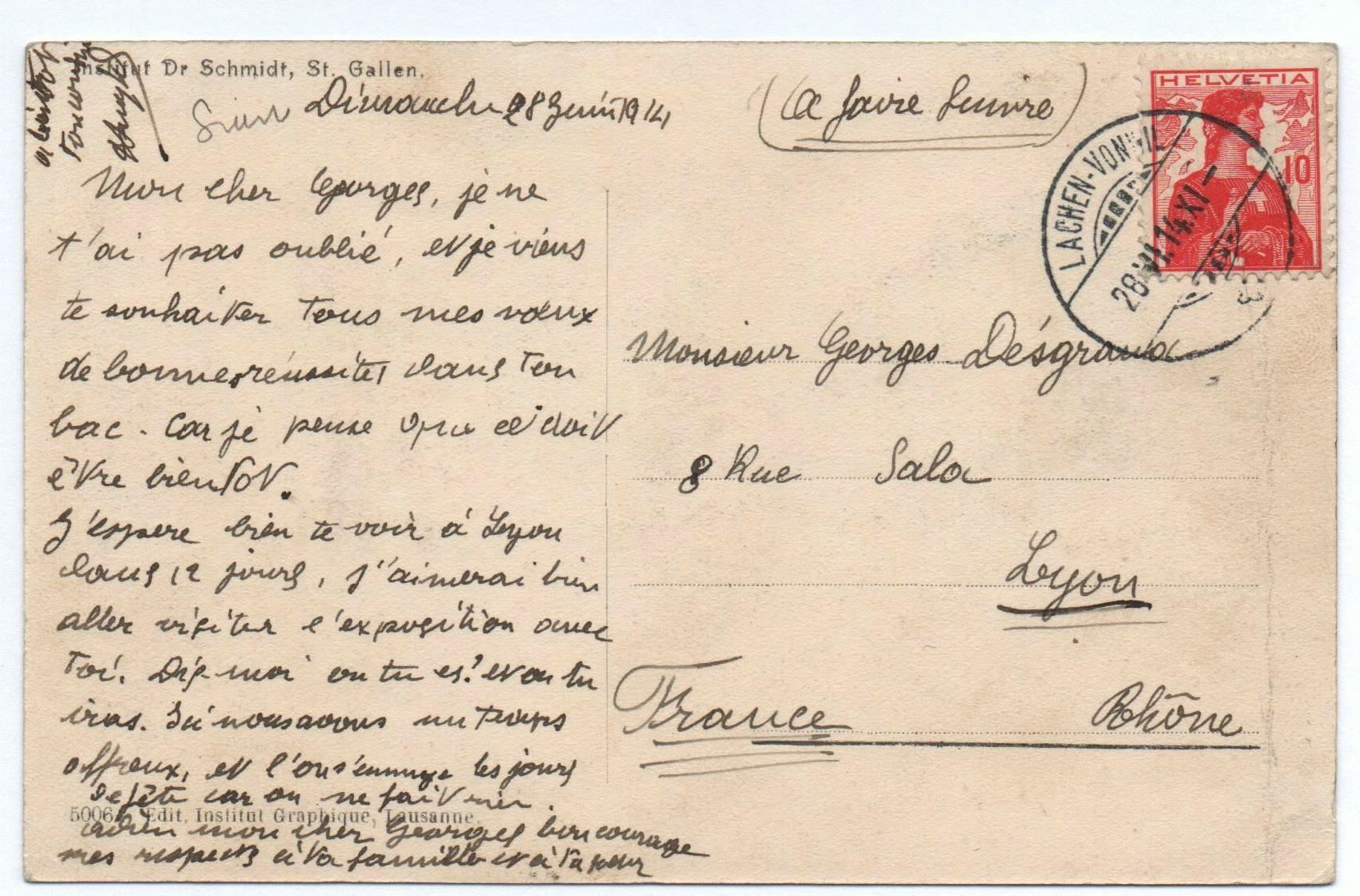 Cartoline postali: ST. GALLEN Institut Dr. Schmidt – Usato da Jona venduto da philajona 1
