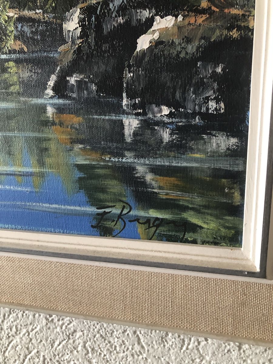 Dipinti: Gemälde Berglandschaft mit See, signiert, gerahmt – Usato da Arbon venduto da Wladimir1 1