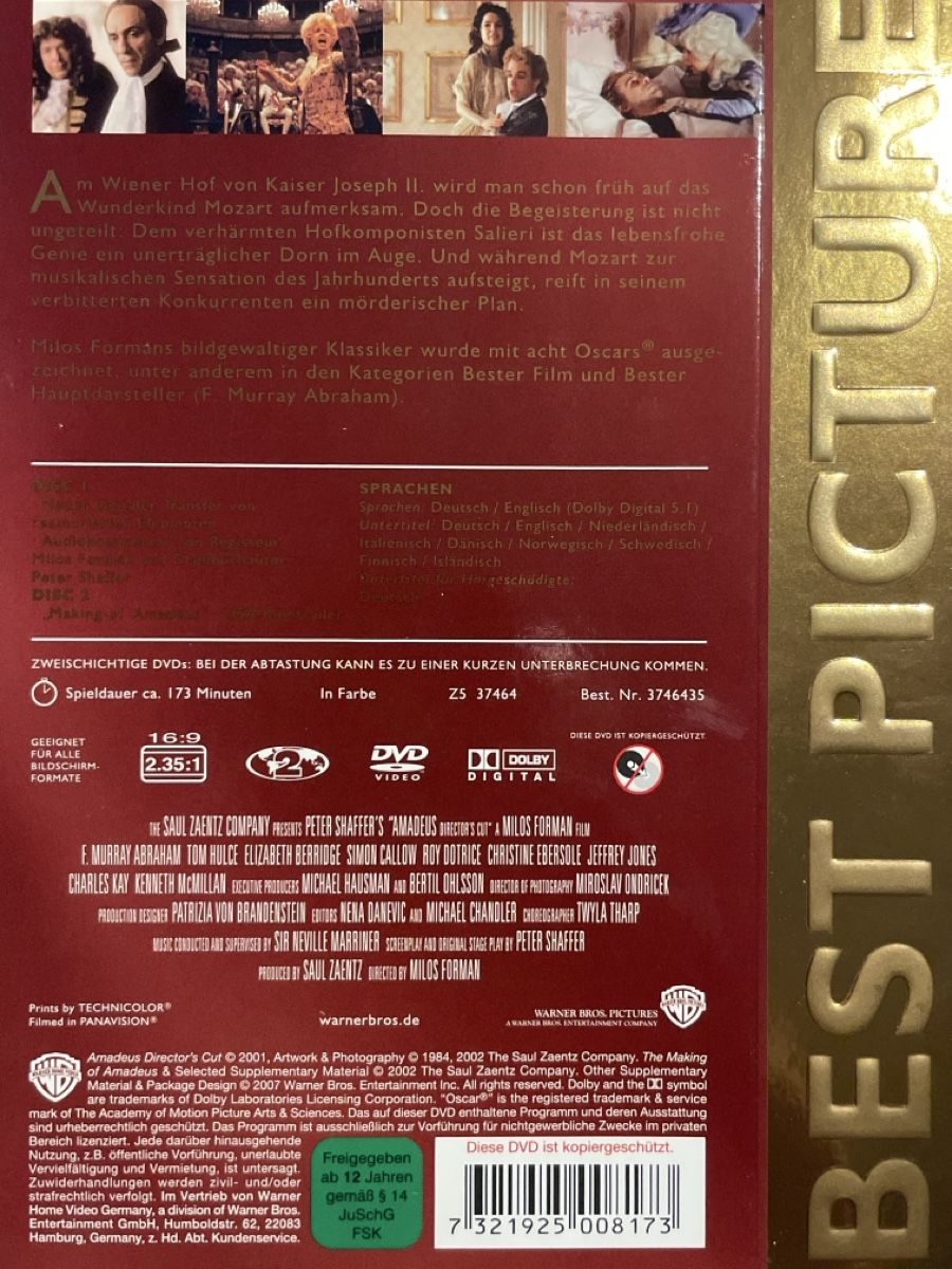 Alle DVDs: Amadeus (1984) 2-Disc Edition – Gebraucht aus Waldenburg von Mimily33 1