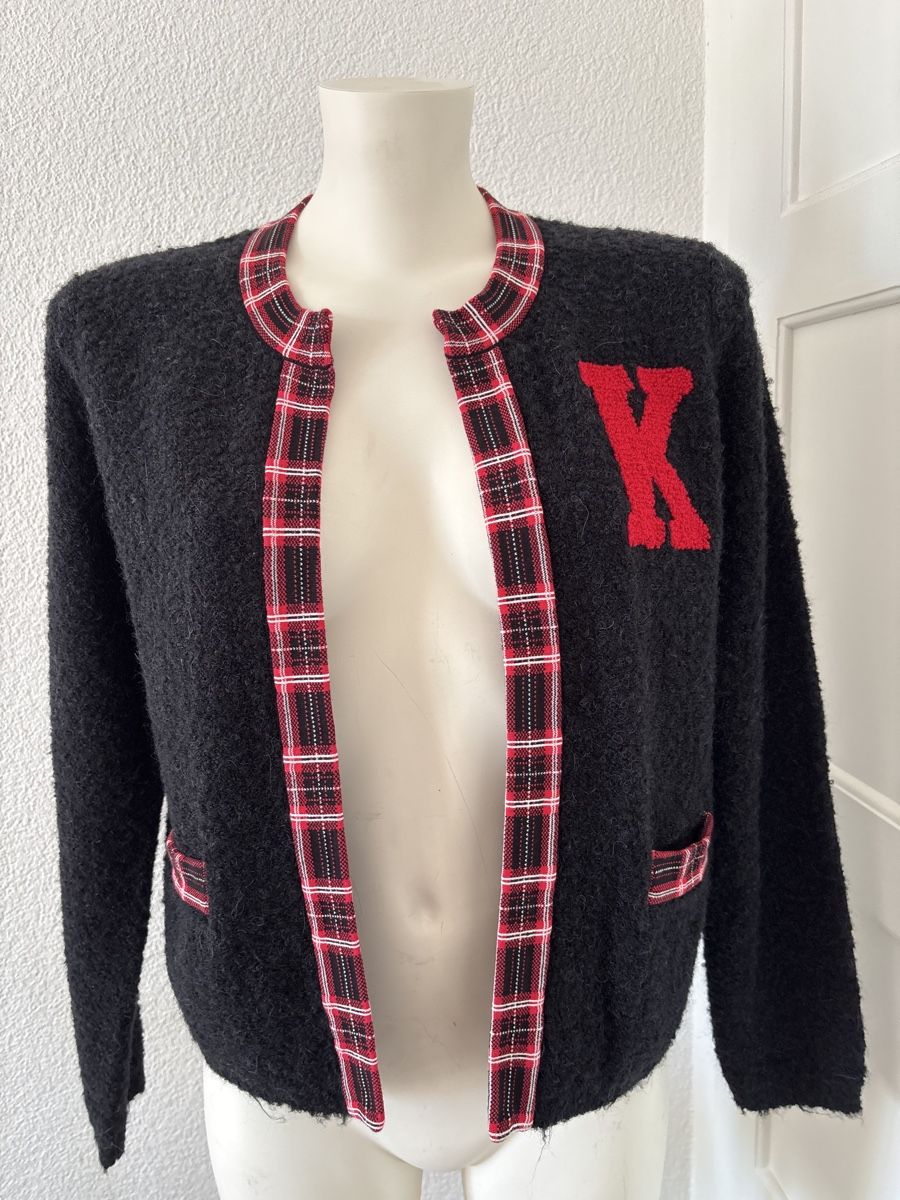 Kookai Giacche: Kookai Strickjacke, schwarz mit Karomuster, Grösse 36 – Usato da langenthal venduto da rundholz7 1