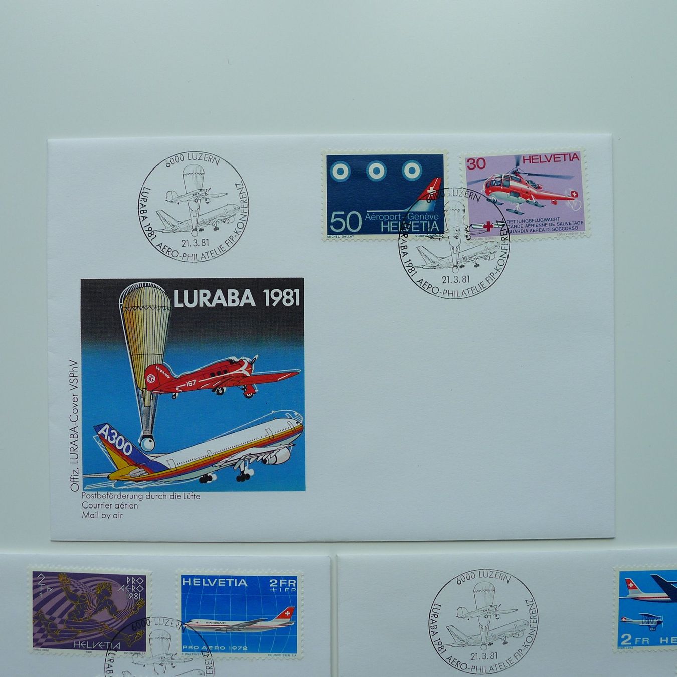 Alle Briefmarken: 7 illustrierte Briefe der LURABA Luzern 1981 – Gebraucht aus Ebikon von SilvioFreund 1