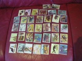 36x Sticker - Tiere der Urzeit - Dinosaurier Panini 1970