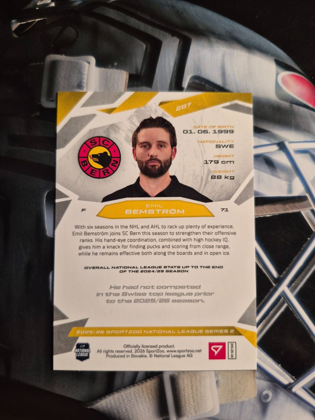 Sportzoo Sammelbilder & Trading cards: Emil Bemström SC Bern 2025/26 Sportzoo 2 – Gebraucht aus Treiten von Sauber73 1