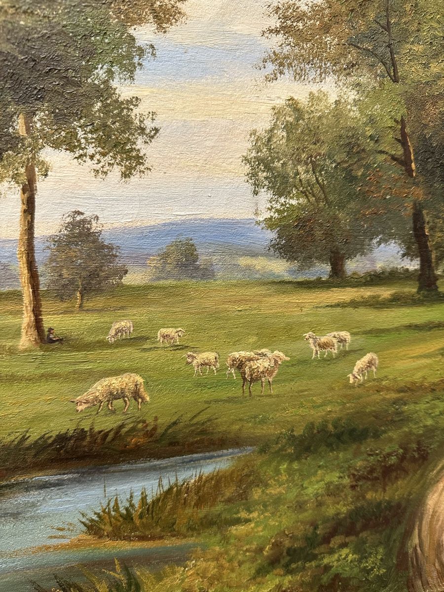 Dipinti: Ölgemälde Landschaft mit Schafen – Usato da Ebikon venduto da Gaenggeliwaar 3