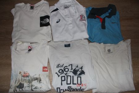 6x lot t shirts nike northface ralph lauren asics element