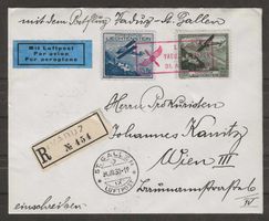1930 : Postflug Vaduz-St.Gallen-Wien auf R-Brief