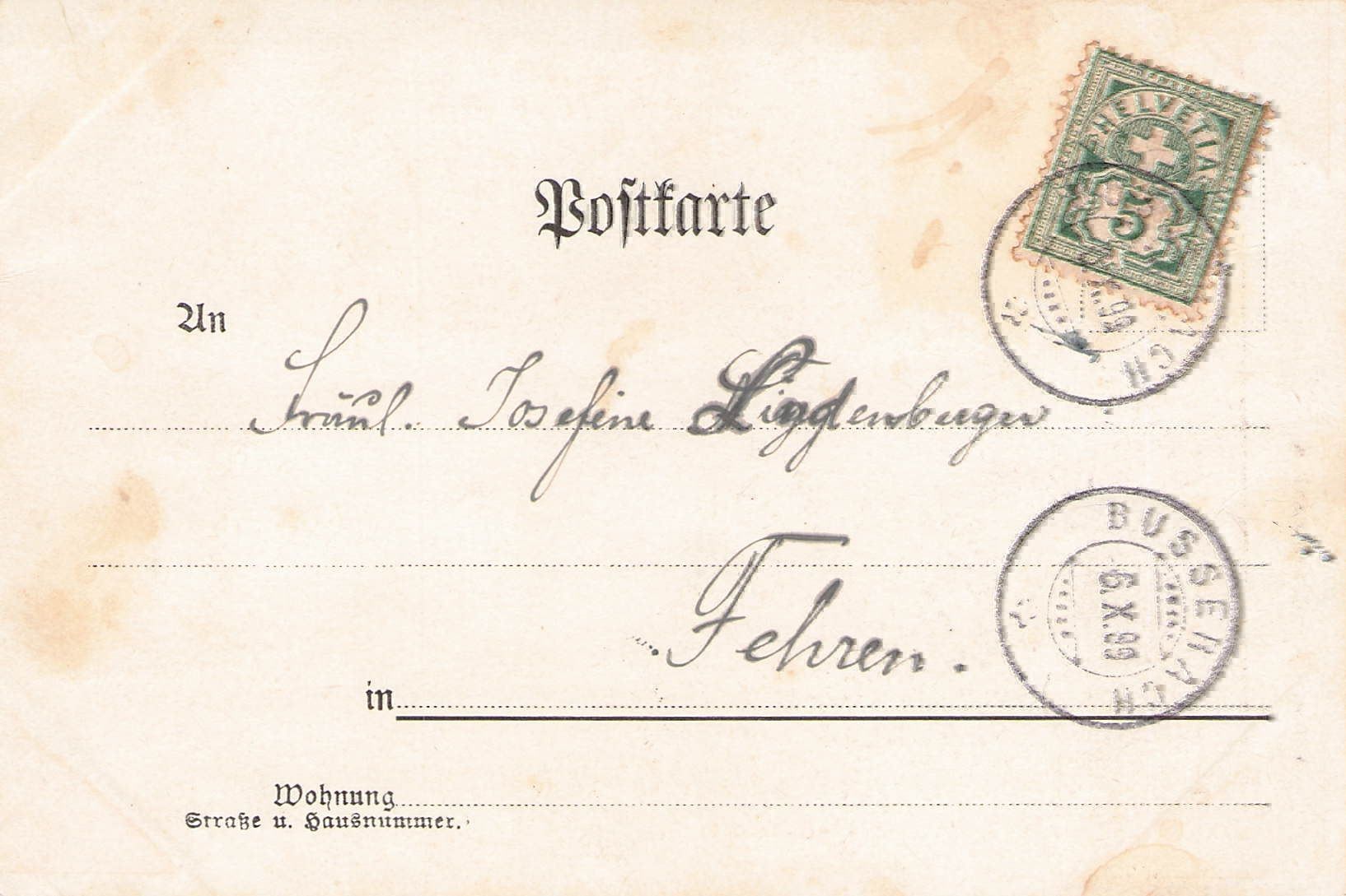 Cartoline postali: AK/ AG Gruss aus Rüfenach , 1899 – Usato da Reichenburg venduto da Pipo-67 1
